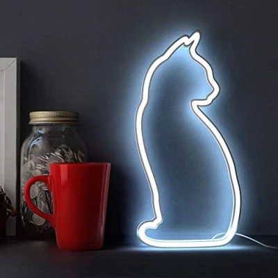 Image of Cat Neon Sign Light by Mustard Battery &amp; USB Powered LED Wall for Living Room Bedroom Decor Bedside Table Lamp Lighting Gifts Lovers (Upright)