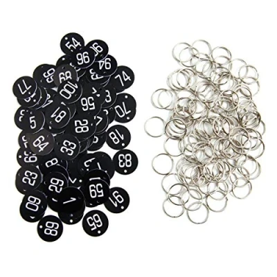 Image of Sourcemall Plastic ID Number Tags Key with Rings (1 100, Black)