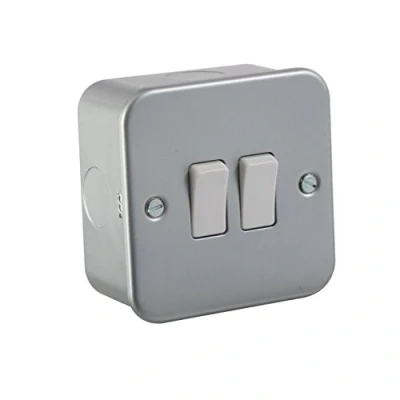 Image of Knightsbridge M3AV000 10 A 2 Gang Way Metal Clad Switch Silver 1 unit