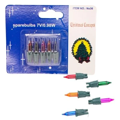 Image of Christmas Concepts® Pack of 4 Multi Colour Push in Spare Bulbs 7v 0.98w 0.14a Replacement