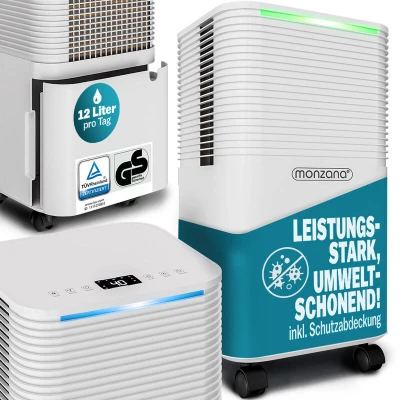 Image of Monzana® Electric Dehumidifier 12L/Day LED Display 24 Hour Timer 15 20m² Room Air Purifier Allergen Filter Bathroom Laundry Home Apartment