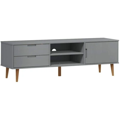 Image of vidaXL TV Cabinet MOLDE Grey 158x40x49 cm Solid Wood Pine