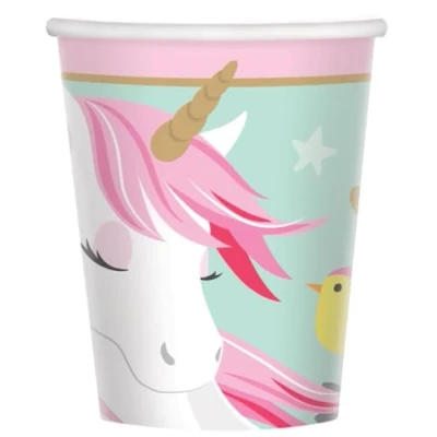Image of amscan 581929 66 Magical Unicorn Birthday Party Paper Cups 8 Pack, White