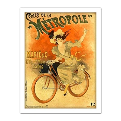 Image of Baylac Metropole Cycles French Nouveau Vintage Advert Large Framed Art Print Poster Wall Decor 18x24 in
