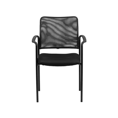 Image of Flash Furniture Mesh Comfortable Stackable Steel Side Chair with Arms, Metal, Black, Set of 1