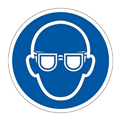 Image of Eye Protection Symbol Safety Floor Sticker, Hard Wearing Non Slip/Abrasive Lamination, R9 Grade For Slip Resistance, High Strength Adhesive Backing, 400mm Diameter