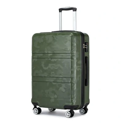 Image of Kono Fashion Hand Luggage Lightweight ABS Trolley Travel Suitcase with 4 Wheels Cabin Carry on Suitcases(20&#039;&#039;, Green/Camouflage)