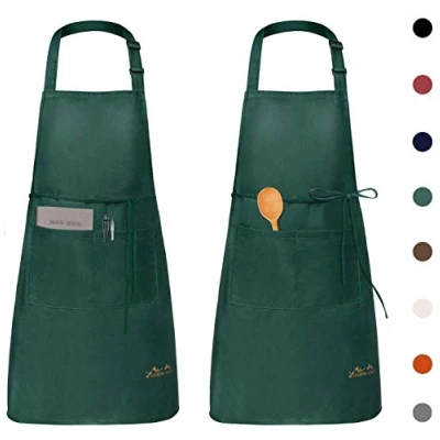 Image of Viedouce 2 Packs Apron Cooking Kitchen Waterproof,Adjustable Chef with Pockets for Home,Restaurant,Craft,Garden,BBQ,School,Coffee House,Apron Men Women