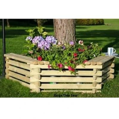 Image of Buttercup Farm Large Tree Seat/Planter Timber W167 x H41 cm
