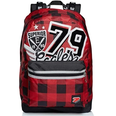 Image of Seven Backpack, COLLEGE BOY, Eco friendly Knapsack, Book Bag, For Teen, Girls&amp;Boys, Large Capacity, School, Sport, Free Time, Double Sided, with Earphones, Italian Design, red