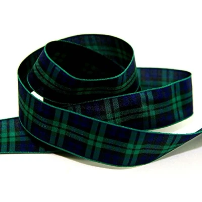 Image of Berisfords Woven Tartan Ribbon 9 Black Watch per metre