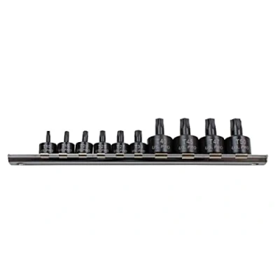 Image of US PRO INDUSTRIAL 10pc 1/4 3/8&quot; dr Stubby Impact Torx Bit Socket Set T10 T50
