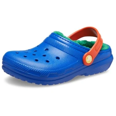 Image of Crocs Unisex Kids Classic Lined K Clog, Blue Bolt Multi, 6 UK