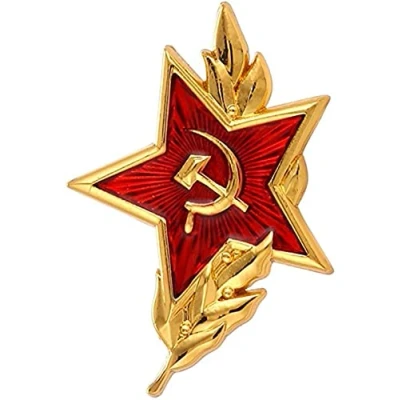 Image of AOTEMAN Soviet CCCP Red Star Sickle Hammer Symbol Emblem Lapel Pin Badge