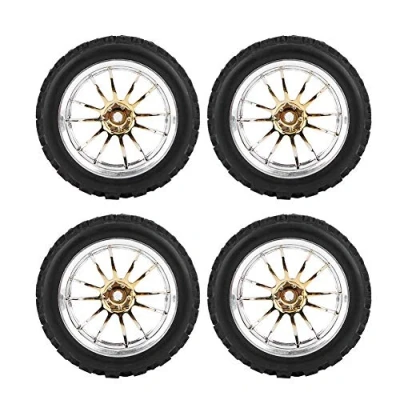 Image of RC Car Tires, Crawler Tyres, 4pcs/set Racing Off Road Vehicle Tires Rubber Tyre Wheel Rim for 1:10 Part(Gold)