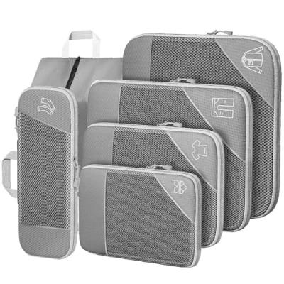Image of SINZUX 6 PCS Compression Packing Cubes, Extensible Ultralight Cubes for Suitcases, Suitcase Organiser Bags Set Travel &amp; Home Storage, Cube Backpack Luggage