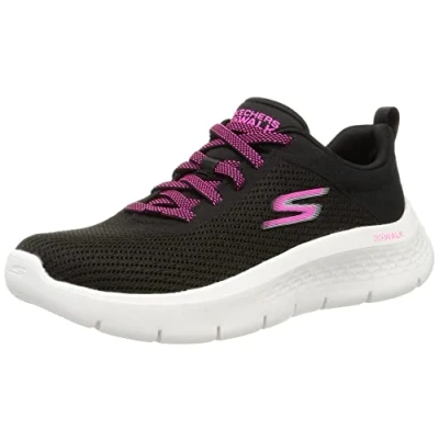 Image of Skechers Women&#039;s GO Walk Flex Alani Sneaker, Black/Hot Pink, 5