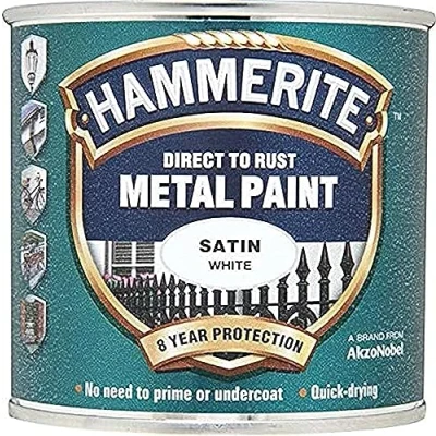 Image of Hammerite 5092886 508 Hammered Metal Paint, 750 ml, Satin White