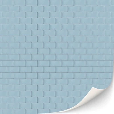 Image of 3 Sheets Self Adhesive Wall Tiles, Bathroom Kitchen Metro Tiles for Dollhouses, Scale 1:12 (Light Blue Tiles)