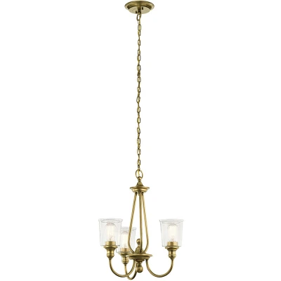 Image of Waverly 3 Light Chandelier, Natural Brass, E27
