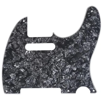 Image of Musiclily 5 Hole Vintage Tele Pickguard for Fender American/Mexican Made Standard Telecaster Style Electric Guitar, 4Ply Black Pearl