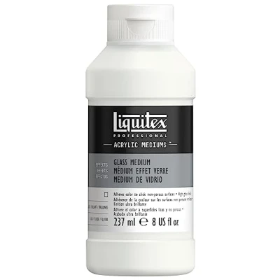 Image of Liquitex 8870519 Glass Medium for Acrylic Paints, Improves the Adhesion of Paints to or Ceramic, Forms a Scratch Resistant Surface, Creates Smooth High Gloss Finish 237 ml Bottle