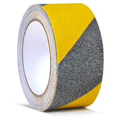 Image of 2 Inch X 16.4ft Non Slip Safety Grip Tape for Stairs Steps Skid Tread High Traction Friction/Strong Abrasive Adhesive Hazard Caution Black/Yellow