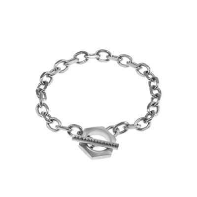 Image of Armani Exchange Bracelet for Men , Length: 220MM, Width: 17.5MM, Height: 20MM Silver Stainless Steel Bracelet, AXG0103040
