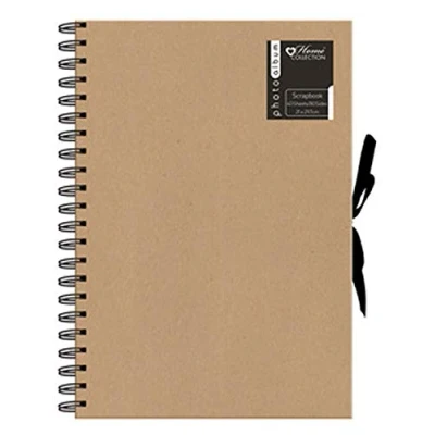 Image of A4 Kraft Ribbon Fastener Scrapbooking Album Photos Wiro Bound Display Book 40 Sheets