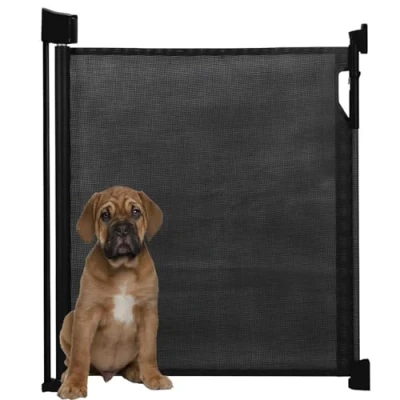 Image of Bettacare Advanced Retractable Dog Safety Gate, Black, Up to 120cm Wide, Pet Roller Blind Barrier, Locking System