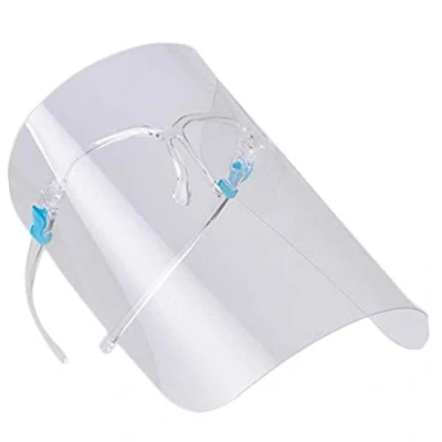 Image of Full Face Protector Shield Visor with Glasses Frame Light Weight Splash Shield. Comfortable Business Visors Anti Fog