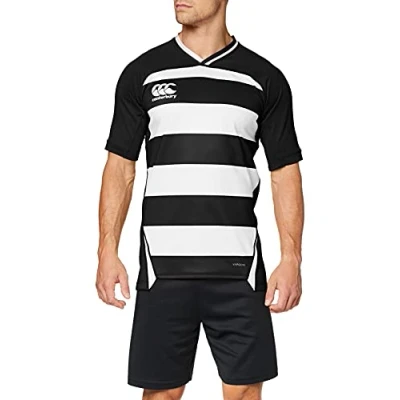 Image of Canterbury Men&#039;s Vapodri Evader Hooped Rugby Jersey, Black, 2XL