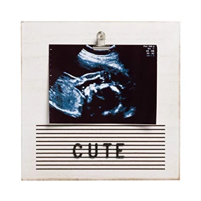 Image of Pearhead Wooden Letterboard Baby Keepsake Clip Photo Frame, Includes 180 Letters, Pregnancy Announcement Sign, Reveal Prop, Distressed White