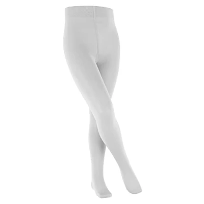 Image of FALKE Girls Cotton Touch K Opaque Plain 1 Pair Tights, White (White 2000), 9 11.5 UK