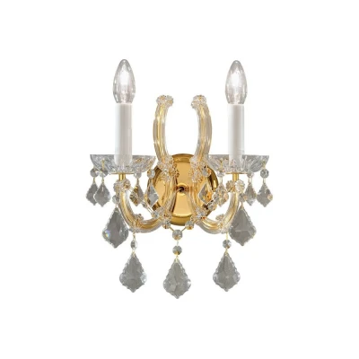 Image of Maria Classic Crystal Candle Wall Light Polished Gold, 2x E14