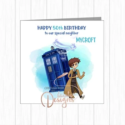 Image of Personalised Doctor Who Dr Birthday Card AGE Son Grandson Dad Uncle Godson Brother Nephew ANY
