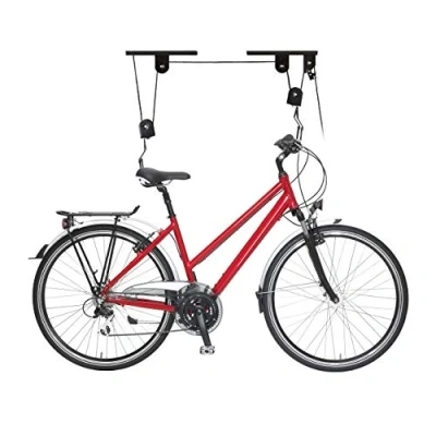 Image of Relaxdays Bicycle Garage Storage Rack, Bike Lifter, up to 20kg, Ceiling Holder, Black