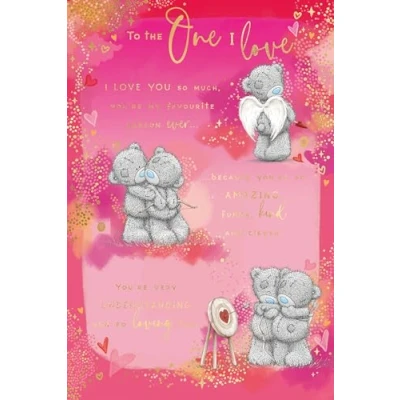 Image of Me To You Tatty Teddy The One I Love Romantic Verse Birthday Greeting Card 6x9ins Official Collection