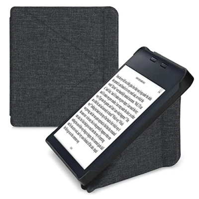 Image of kwmobile Origami Case Compatible with Kobo Libra 2 Slim Fabric Cover Dark Grey