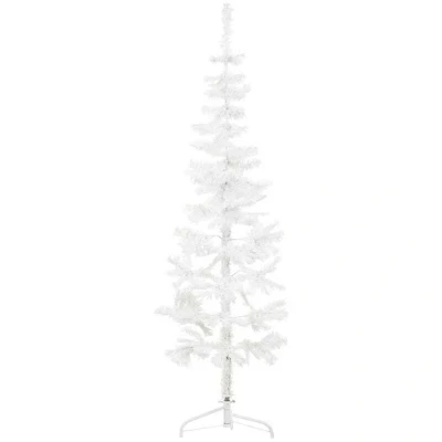 Image of vidaXL Slim Artificial Half Christmas Tree with Stand White 150 cm