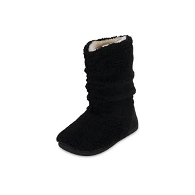 Image of Polar Mens Slipper Sherpa Boots Memory Foam Indoor Bootie with Anti Slip Rubber Sole Soft, Warm and Fluffy House Ankle Boot Slippers Black AYC0960/UK8