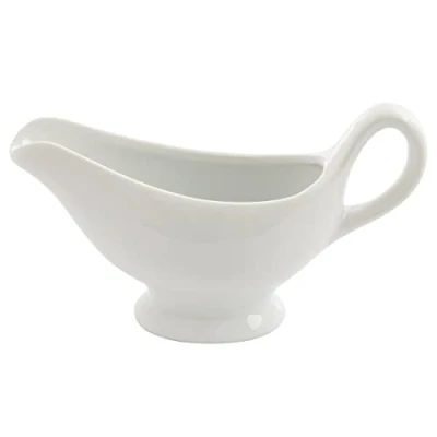 Image of Olympia White Ware Gravy Boats 215Ml 75Oz Porcelain Sauce Dish Roasting 6pc