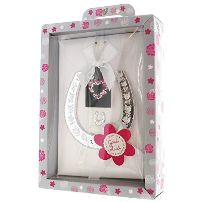 Image of Tulip Studio Silver Good Luck Keepsake Horseshoe &amp; Grey Presentation Box Wedding Gift