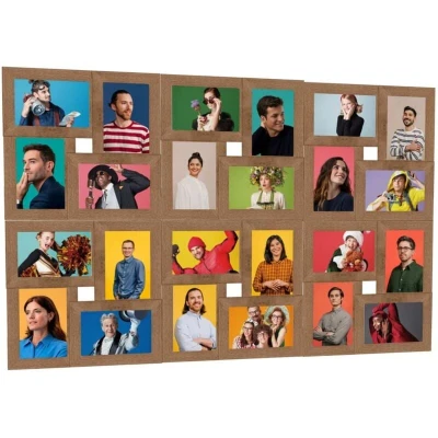 Image of vidaXL Collage Photo Frame for 24x(13x18 cm) Picture Light Brown MDF