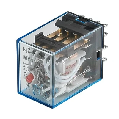 Image of Heschen Gereral Purpose Power Relay, MY4NJ, 220VAC Coil, 3A 220VAC/24VDC, 4PDT, LED Indicator, 14 Pin terminals