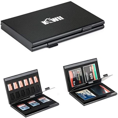 Image of KIWIFOTOS Aluminum Memory Card Case Holder for SD SDXC SDHC/CF (Compact Flash) / MicroSD SDHC MSD TF/NS Card, Cards Carrying Box Wallet Storage