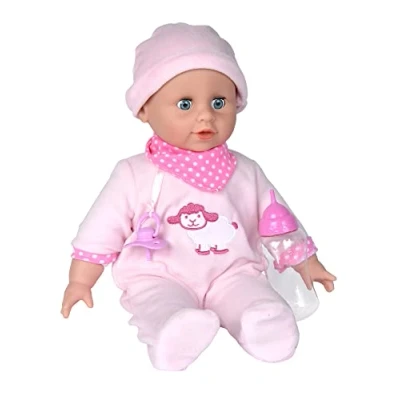 Image of Simba Laura Bottle Feeding 105140009 Soft Body Doll with Sleeping Eyes, Drinks from and Makes 24 Baby Sounds, Dummy Bottle, 38 cm, 2 Years