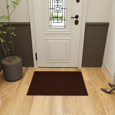 Image of Ottomanson Ottohome Collection Rubberback Solid Design Area Rug/Mat, 67 cm x 90 cm, Brown