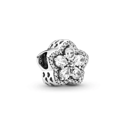 Image of Pandora Timeless Sparkling Snowflake sterling silver charm with clear cubic zirconia