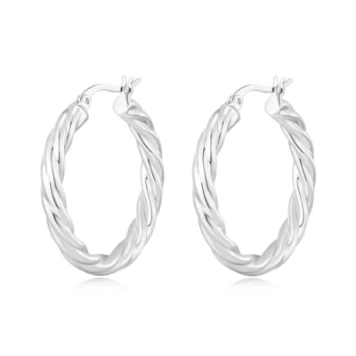 Image of Philip Jones Silver Plated Thick Twisted Hoop Earrings